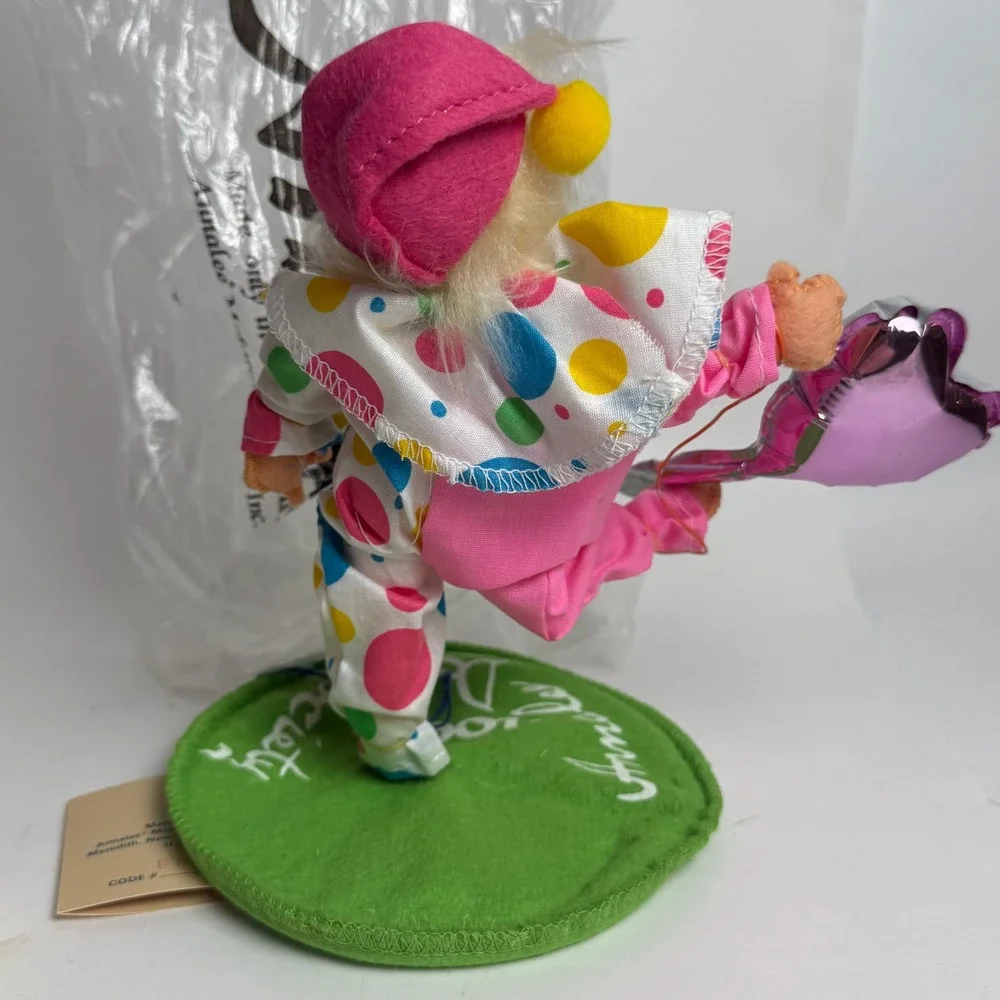 1990 Annalee‎ Doll Society Clown Doll Polka Dot PS I Love You Balloon